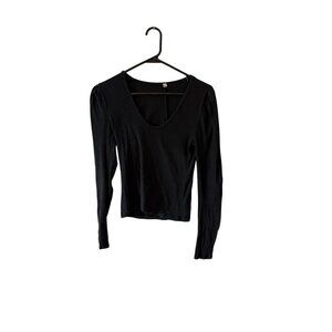 Free people intimately Black Long-Sleeve Ribbed Knit - Womens S